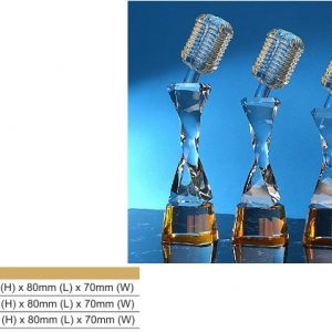 Crystal Trophy CR8334 – Microphone Color Crystal Award