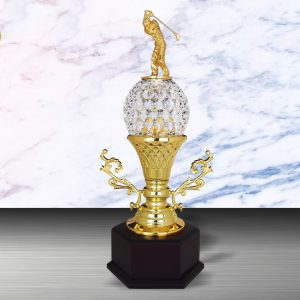 Silver Trophy EXWS6139 – Exclusive White Silver Trophy With Crystal (Golfer)